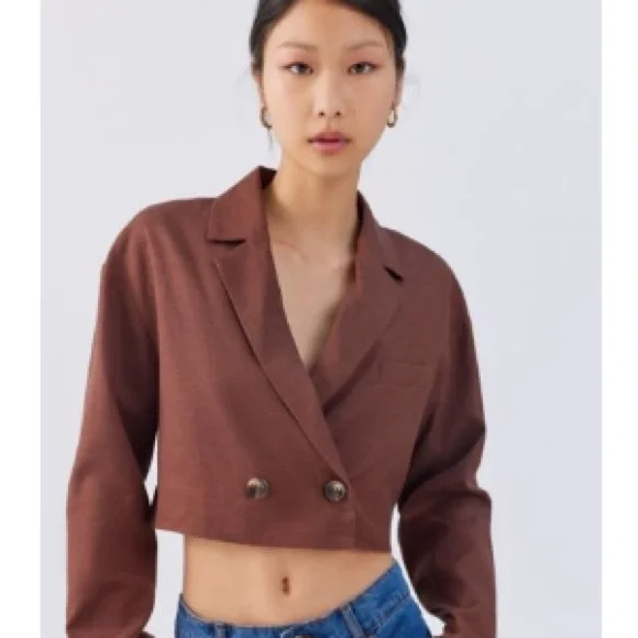 Lioness Avaris Linen Cropped Blazer UO - Picture 1 of 2